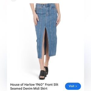 House of Harlow 1960 Denim Midi Skirt with Front Slit by Nicole Richie